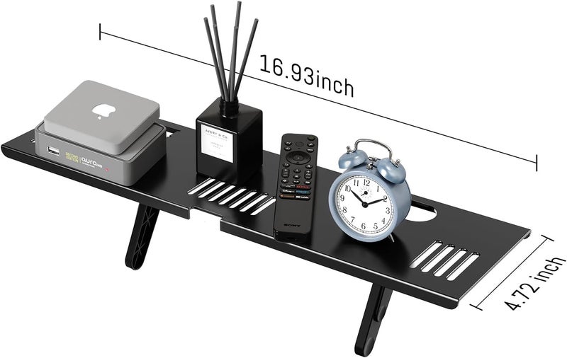 CABTE Adjustable Steel TV Top Shelf, Floating TV Stand, Universal Monitor Shelf for Soundbar, Game Console, Cable Box, Router Shelves and Home Accessories (No Storage Boxes, 1PCS) - Image 2